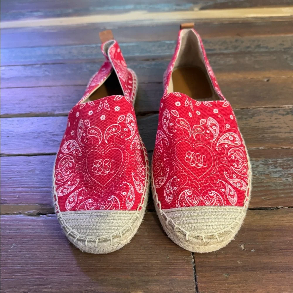 Ralph Lauren Cameryn III Bandana Print Canvas Espadrilles ~ Size 11 💛🍄